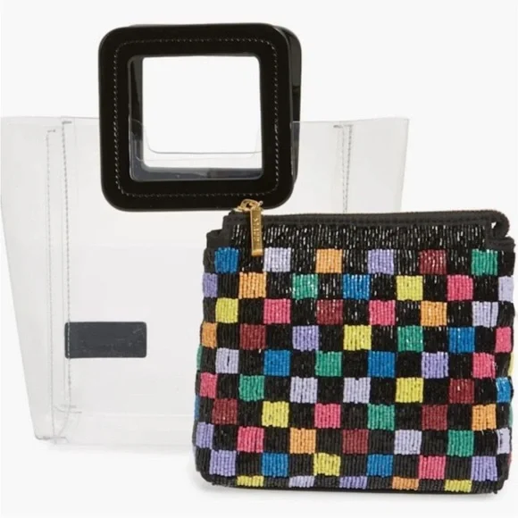 Staud Transparent Clear PVC Mini Shirley Multicolored Beaded Pouch Handbag Bag - Picture 4 of 14